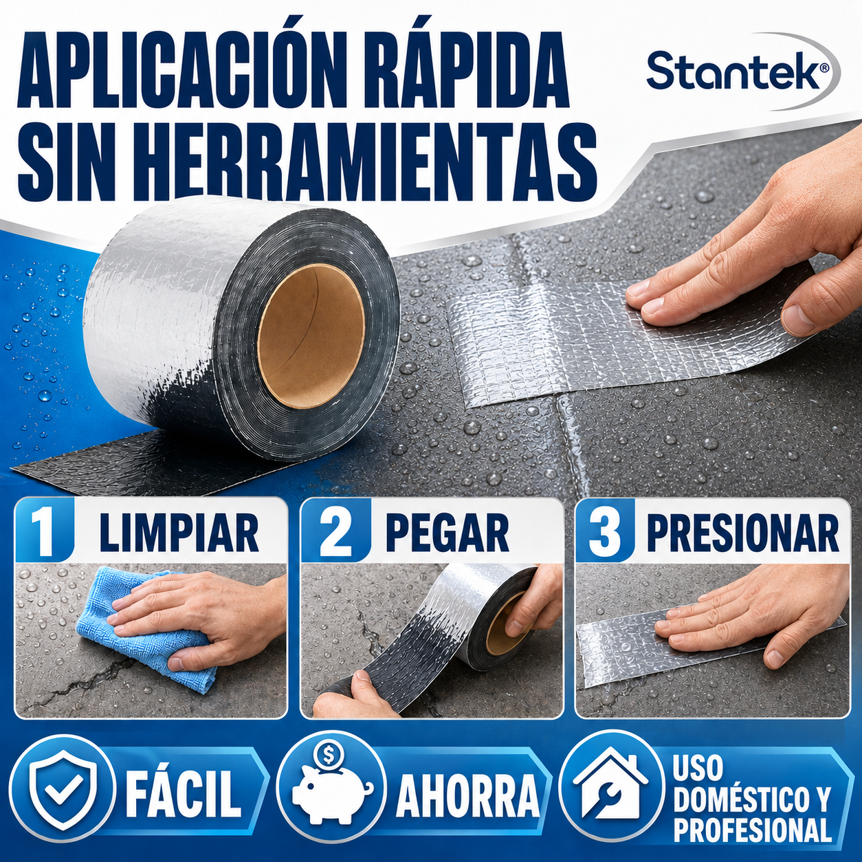 Cinta Asfáltica Impermeabilizante Stantek® | Sella Fugas y Grietas